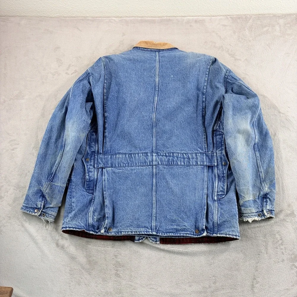 VTG Polo Ralph Laure Mackinaw Denim Cord Collar Jacket Men XL Wool Lined RARE